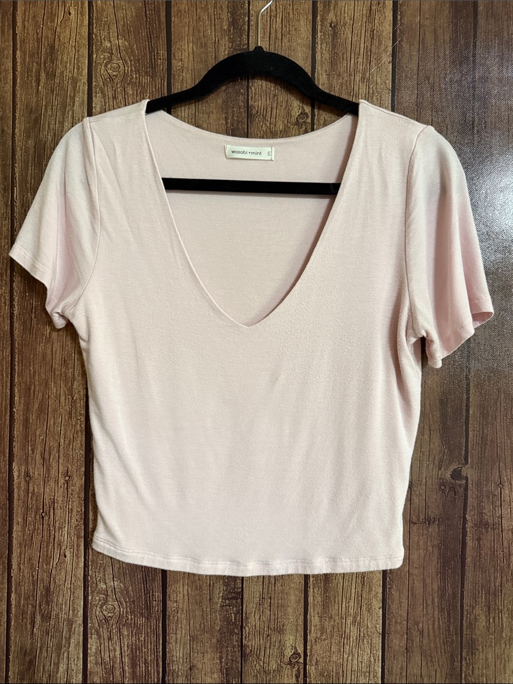 Wasabi + Mint Pale Pink V-Neck Short Sleeve Tee
